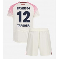 Otroški Nogometni dresi Bayer Leverkusen Edmond Tapsoba #12 Gostujoči 2025-26 Kratek Rokav (+ Kratke hlače)